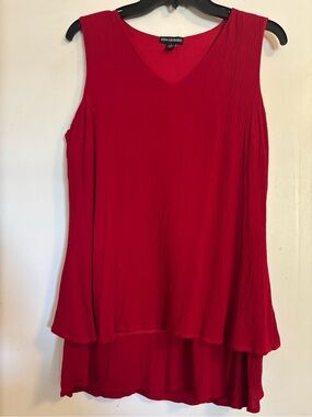 Nina Leonard Red Sleeveless V-Neck Layered Tank
